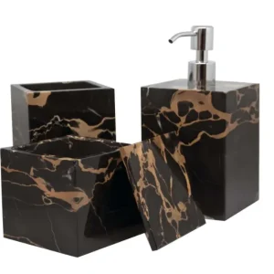 Set Da Bagno Quadrato In Marmo Portoro