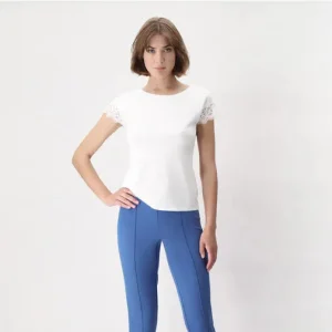 Maglia mezza manica con pizzo