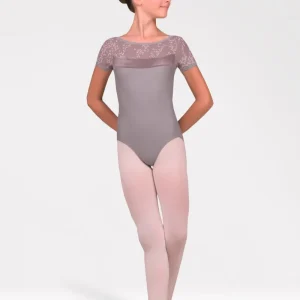 Body per Danza con Manica Corta in Rete Floccata Harmony