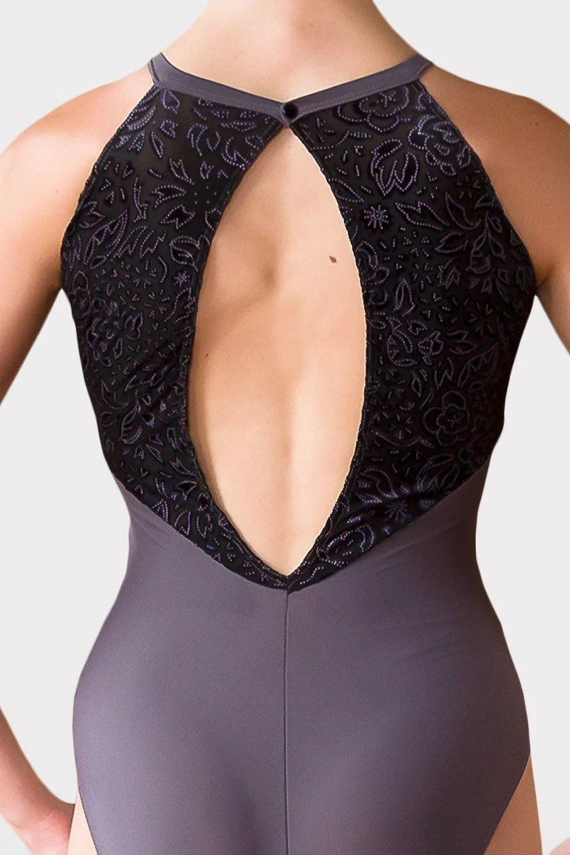 Body per Danza Con Inserto in Rete Floccata Fiorata Harmony - immagine 8