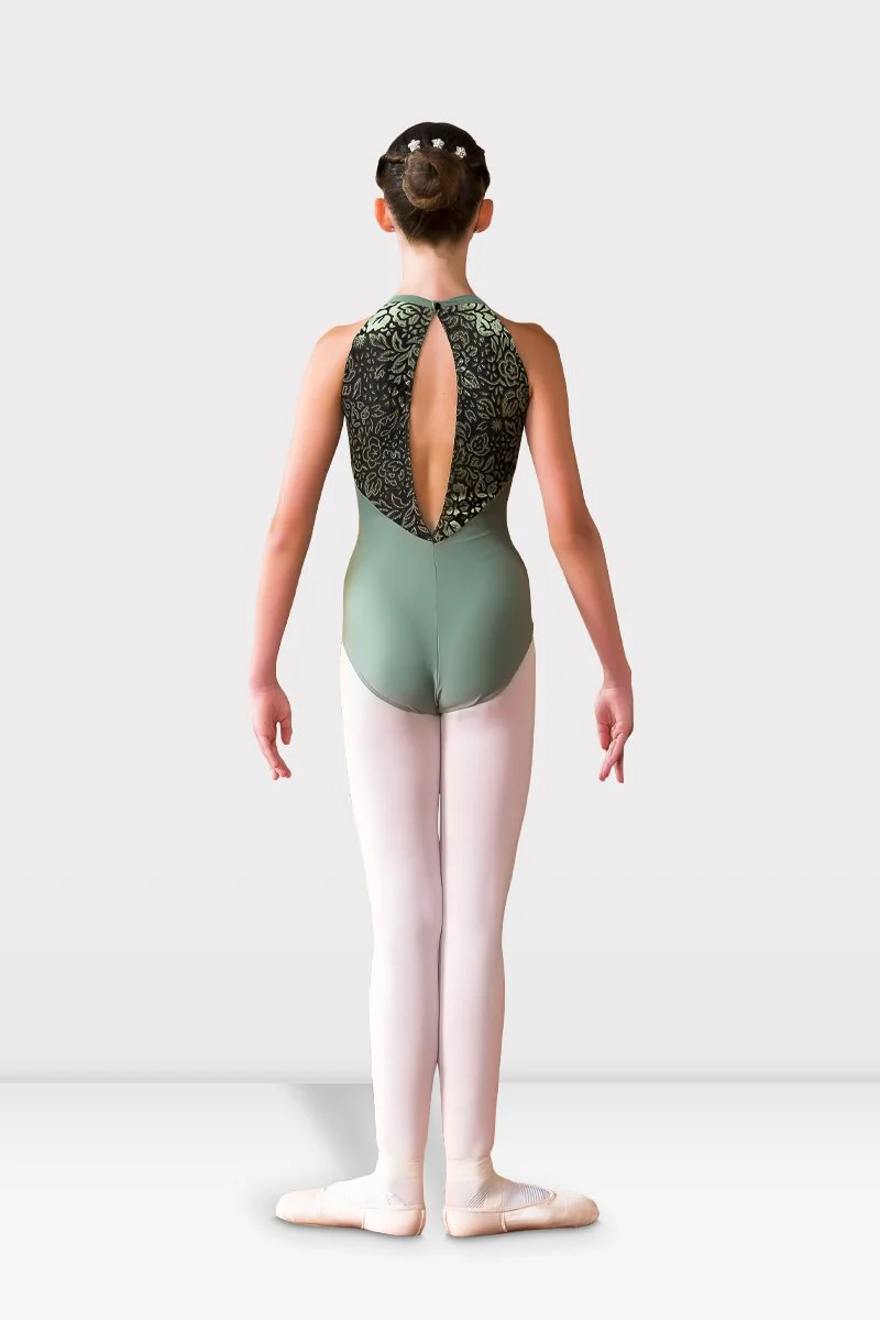 Body per Danza Con Inserto in Rete Floccata Fiorata Harmony - immagine 4