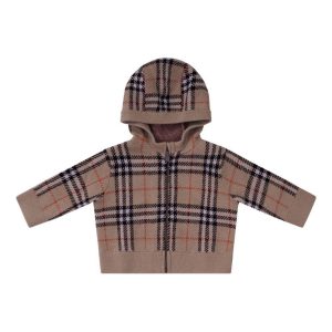 Cardigan per neonato Burberry Kids con cappuccio