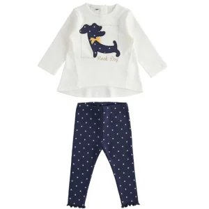 Completo bambina con maxi maglia e leggings pois