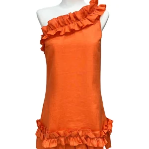 Abito monospalla con rouche