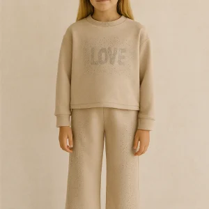 Completo bambina in felpa con strass