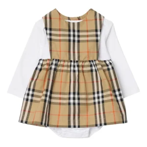 Set abito per neonata Burberry Kids in check